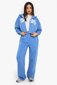 กางเกงจ็อกเกอร์ขายาวผู้หญิงสีน้ำเงินสำหรับฤดูหนาว คุณภาพสูง ผ้าเทอร์รี่ฟลีซ 100% คอตตอน เนื้อผ้านุ่ม สวมใส่สบาย มีเชือกผูกเอว ระบายอากาศได้ดี - Product Image 4