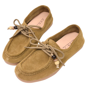 Ann'S Women Suede Leather Moccasin Loafers Genuine Leather Driving Khaki Shoes Casual Flat Shoes - Product Image 1