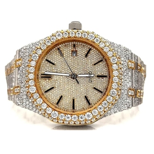 Reloj Mecánico de Lujo con Incrustaciones de Moissanita, Esfera Redonda de Acero Inoxidable, Cierre Oculto, Correa de 20 mm para Hombre - Product Image 2