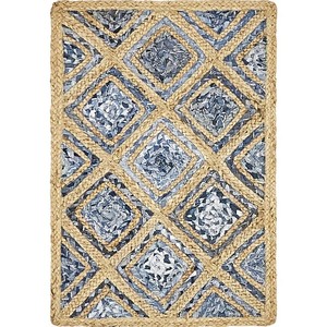 Tapis géométrique en jute rectangulaire tressé fait main lavable à poils ras antidérapant style oriental pour salon, idéal pour les animaux domestiques - Product Image 4
