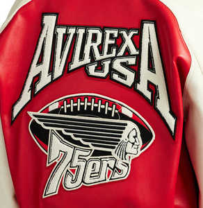 Chaqueta Varsity Roja de PU para Hombre con Logotipo Bordado, Cuello Camisero, Cierre de Cremallera, Ropa Exterior Informal de Otoño - Product Image 5
