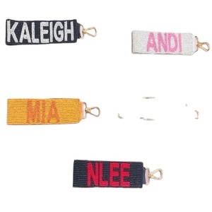 Premium Handmade Beadwok Adjustable Nautral Bold Color Combinations Gameday <b>Names</b> Letters Keychains for Kids Teens Key Holders - Product Image 1