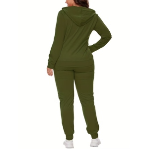 Best Quality Custom Logo Women Zipper Tracksuit Plain Jogging Sweat Suit 2 Piece Cotton Fleece Winter Casual Wear Cotton - Product Image 2