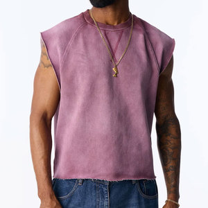Custom Made Acid Washed Breathable Quick Dry Polyester/Cotton Crew Neck Fashion Wear <b>Cropped</b> Design Summer Outdoor Tank <b>Top</b> - Product Image 4