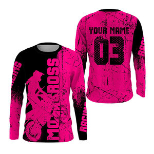 Camiseta de Motocross Rosa de Manga Larga para Hombre, Secado Rápido, Sublimada, para Carreras, Adulto, Todas las Temporadas - Product Image 3