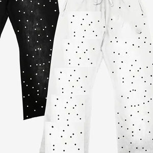 Pantalon de jogging streetwear pour homme en coton, coupe ample, style hip-hop, avec strass, logo personnalisé, OEM, effet délavé - Product Image 6