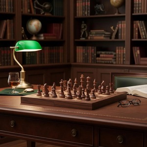 Tablero de Ajedrez Rectangular Rústico y Ecológico de ILAHI, Hecho a Mano con Madera Pura al 100%, Estilo Animal/Amor, Tamaño Personalizado - Product Image 1