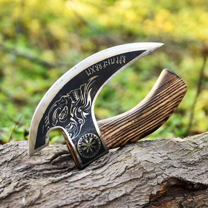 Professional Handmade High Quality Pizza Cutter <b>Axe</b> High Carbon Steel Pizza Slicer <b>Axe</b> with Wooden Handle & Leather Sheath - Product Image 4