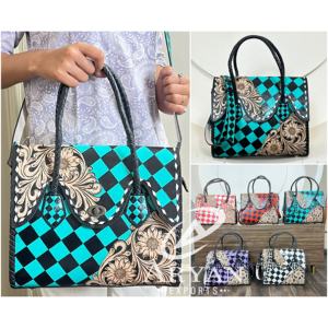 Sac fourre-tout en cuir de vachette repoussé tendance 2026, grande capacité, sac à bandoulière, motif à carreaux, sac à main, cadeau, sacs à main pour femmes - Product Image 1