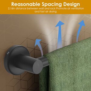 Portasciugamani da Parete Singolo in Acciaio Inossidabile Antiruggine, Lunghezza Regolabile 25-62 cm, Porta Asciugamani Retrattile - Product Image 3