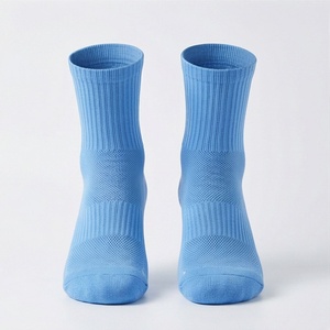 Blue Crew <b>Socks</b> Solid Color <b>Breathable</b> Knitted Regular Style Adult Casual Daily Wear <b>Socks</b> - Product Image 1