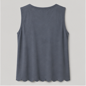 T-shirt sans manches gris ardoise à col rond et coupe décontractée pour femme WTS-0062 - Product Image 2