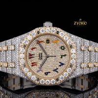 Montre de luxe mécanique squelette baguette 41 mm avec cadran arabe unique, unisexe, argentée, entièrement pavée de moissanite, mouvement ETA