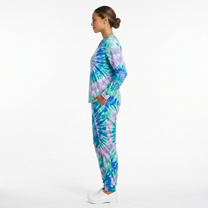 Conjunto de Uniforme Médico Tie Dye de Manga Larga 100% Algodón para Mujer, Top con Cuello en V, Pantalones Ajustados Tie Dye, Uniforme de Enfermería Sublimado - Product Image 4