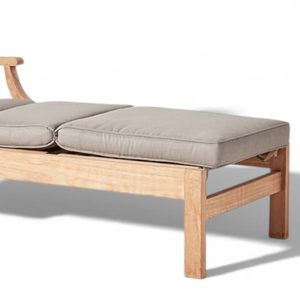 Chaise longue d'extérieur inclinable en teck séché au four, avec surface de couchage à lattes et plateau pliable pour boissons - Product Image 5