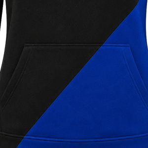 Sweat à capuche personnalisé pour femme, bleu roi et noir, à deux empiècements contrastants, à manches longues, en polaire décontractée pour l'hiver - Product Image 6