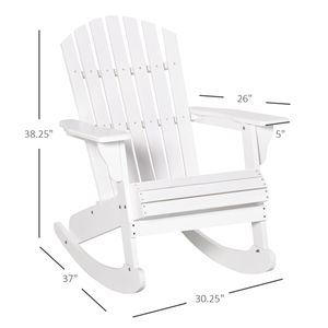 Sedia a dondolo pieghevole da giardino per esterni, stile Adirondack, con schienale a doghe bianche per spazi esterni - Product Image 3