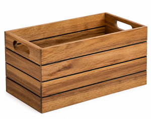 Wooden <b>Storage</b> Crate <b>Rectangle</b> With Handles Rustic Farmhouse Style Multi Purpose <b>Storage</b> <b>Basket</b> - Product Image 1