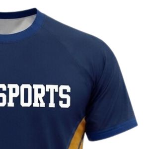 Unisex Navy Blue Gold Sublimation Netball Shirt Polyester Lightweight <b>Athletic</b> Team Sports Wear Training Match Apparel - Product Image 6