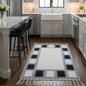 Alfombra/Corredor Rectangular Floral Moderno Tejido a Mano de Algodón al por Mayor, 950gsm, Lavable, de Felpa, Reversible, de Tres Tonos - Product Image 1