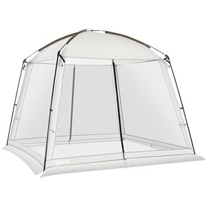 10FT X 10FT White Mesh Tent with 2 <b>Doors</b> and Carry Bag Easy Setup UV50+ Protection <b>Screen</b> House Breathable Walls Sun Shelter - Product Image 1