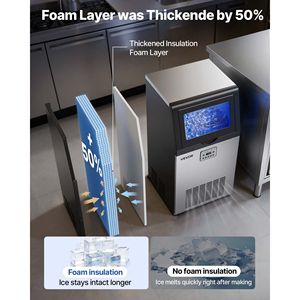Macchina Professionale per Produzione Ghiaccio, 100 Libbre/24H, Capacità di Stoccaggio 30 Libbre, Installazione Integrata/Sottobanco, Acciaio Inossidabile - Product Image 3