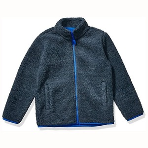 เสื้อแจ็คเก็ตขนแกะสีฟ้าอ่อนสำหรับผู้ชาย แต่งขอบสีเหลือง ซิปยาวเต็มตัว คอตั้ง สวมใส่สบายๆ ในฤดูใบไม้ร่วง ทรงปกติ ผลิตจากวัสดุโพลีเอสเตอร์ - Product Image 4