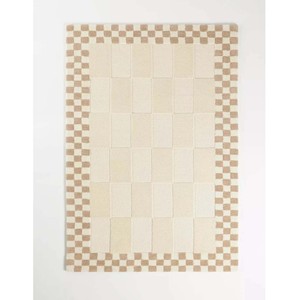 Alfombra de área con diseño de líneas abstractas neutras, color crema beige, geométrica, moderna, hecha a mano, de lana, minimalista, para decoración de interiores del hogar. - Product Image 5