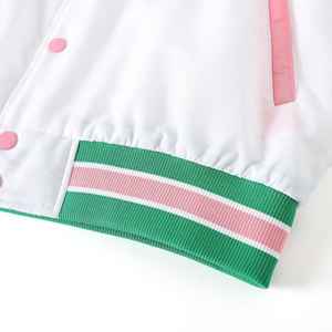 Chaqueta Bomber AKA con Forro Personalizado, Bordado con Letras Griegas, Rosa, Verde y Blanco, Estilo Universitario, para Mujer - Product Image 4