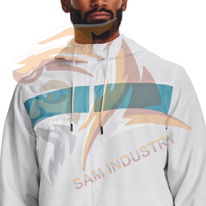 Vestes coupe-vent à capuche pour hommes, style tendance, logo personnalisé sur le devant, écologiques, respirantes, faible MOQ - Product Image 3