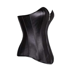 High Quality Black <b>Leather</b> Corset Customized Zipper Front Firm Control Breathable Everyday Waist Cinchers for Ladies Body - Product Image 3