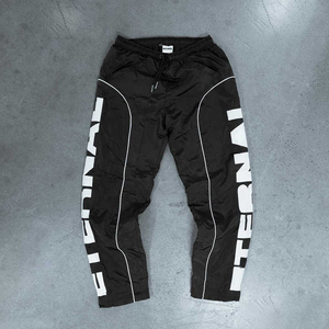Custom Wholesale Men's 100% Polyester Windproof Track Pants High Quality Anti-Wrinkle Regular Fit Sports Running Trouser Front - Product Image 5