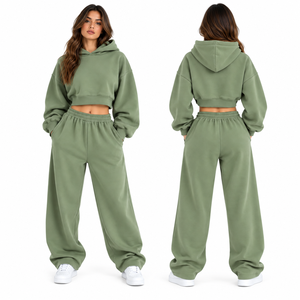 Conjunto Deportivo con Capucha para Mujer, Color Verde Oliva, Manga Larga, Corte Holgado, Sudadera y Pantalones Casuales con Bolsillos Laterales - Product Image 4