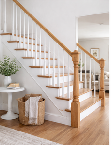 Balaustre de madera de álamo contemporáneo para escaleras, componente de barandilla interior para construcción residencial - Product Image 5