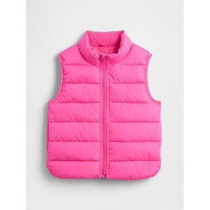Chaleco acolchado rosa para mujer con cuello alto y cierre de cremallera, ropa exterior informal - Product Image 4