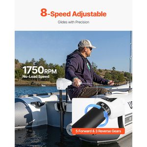 Moteur électrique de pêche à la traîne 12V à fixation sur transom pour bateaux, 55lbs de poussée, 8 vitesses, avec indicateur de batterie - Product Image 3