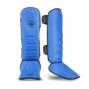 Kick Boxing Shin Guards PU Material Hook-and-Loop Closure Unisex Martial Arts Protection Adjustable <b>Strap</b> - Product Image 4