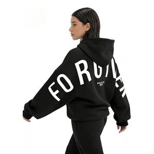 Sweat à capuche oversize unisexe en coton noir tricoté, style streetwear décontracté, avec impression au dos, manches classiques, pour l'automne, motif Psaume 32:1 « Forgiven » - Product Image 5