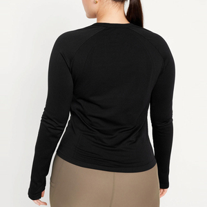 Vente en gros de t-shirts à manches longues pour femmes de haute qualité, respirants et à séchage rapide pour l'hiver - 100% coton, vêtements de sport à manches longues - Product Image 2