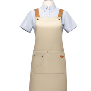 Custom Logo Leather Twill Adjustable Cross Back Long Sleeve <b>Apron</b> for Unisex Salon <b>Barista</b> Bakery Workwear - Product Image 5