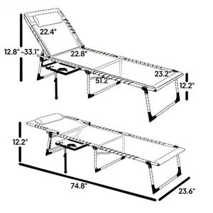 Chaise longue pliante grise pour bronzer en plein air et utilisation en cour - Product Image 6