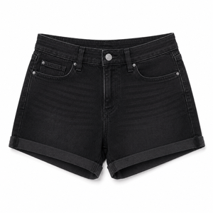 Shorts en jean délavé bleu pour femme, taille haute, coupe slim, décontracté, extensible, style vintage, mode streetwear d'été, OEM ODM - Product Image 2