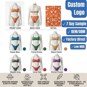 Maillot de bain bikini sublimation personnalisé pour femme avec logo imprimé sur le devant, deux pièces, fabricant OEM, service OEM de personnalisation de logo - Product Image 4