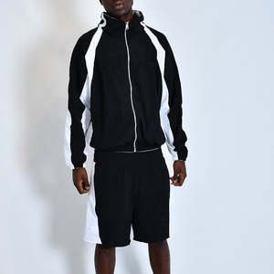 Conjunto de Chaqueta Cortavientos y Pantalones Cortos de Invierno Personalizados, Impermeables, con Bloques de Color y Cierre de Cremallera, en Poliéster/Nailon - Product Image 4