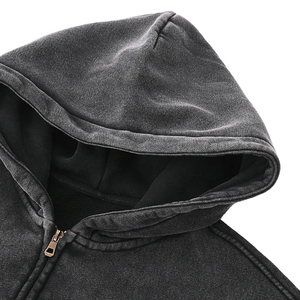 Ensemble tendance rétro personnalisé pour hommes et femmes : sweats à capuche et pantalons de survêtement zippés, délavés à l'acide, teints à la cire et effet usé - Product Image 3