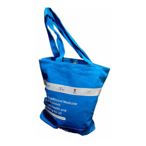 Premium Blue Cotton Canvas Tote <b>Bag</b> with Digital Print Snap Button Closure Soft Felt Lining Eco-Friendly Reusable Shopping - Product Image 1