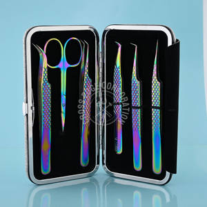 Juego de pinzas de extensión de pestañas de acero inoxidable hechas a medida, pinzas de pestañas de punta de fibra, pinzas de pestañas de volumen, peso ligero de 90 grados - Product Image 5