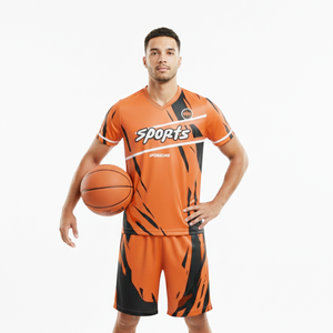 Tenue de sport unisexe personnalisée avec nom d'équipe, qualité supérieure, pour football et basketball, séchage rapide, respirante, orange et noir - Product Image 4