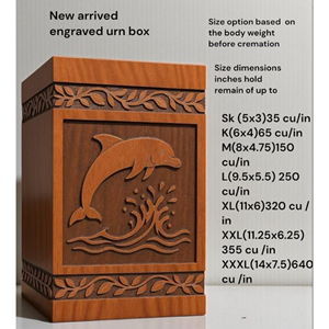 Personalized Wooden Cremation Urn: Dolphin & Waves Engraving, Custom <b>Memorial</b> urn <b>Memorial</b> <b>Keepsake</b> by AYAANS - Product Image 5