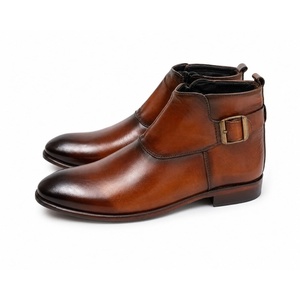 รองเท้าหนังแท้ทรงหัวแหลมแบบ Monk Strap ป้องกันการเจาะทะลุ กันลื่น หัวเข็มขัดคู่ ทำมือ สำหรับฤดูใบไม้ร่วง เหมาะสำหรับใส่ทำงานในออฟฟิศ - Product Image 1